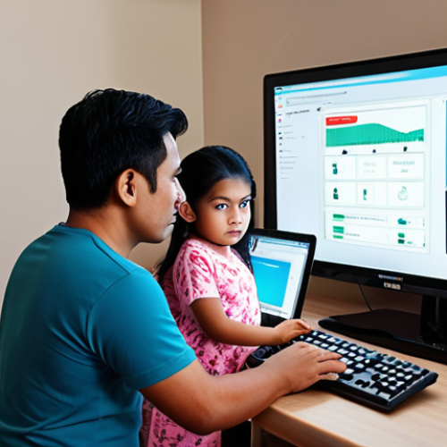 **Prompt:** "Malaysian family learning about cyber security at home, strong passwords, phishing awareness, computer screen showing security tips, cozy domestic scene."