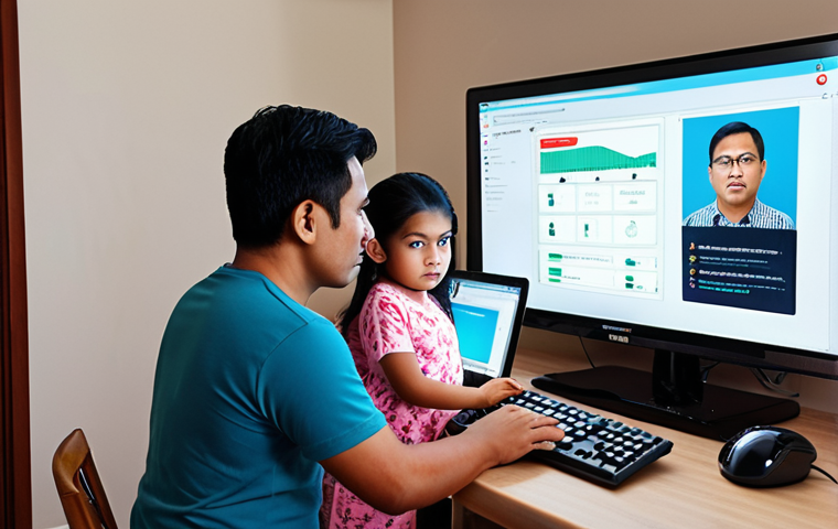 **Prompt:** "Malaysian family learning about cyber security at home, strong passwords, phishing awareness, computer screen showing security tips, cozy domestic scene."