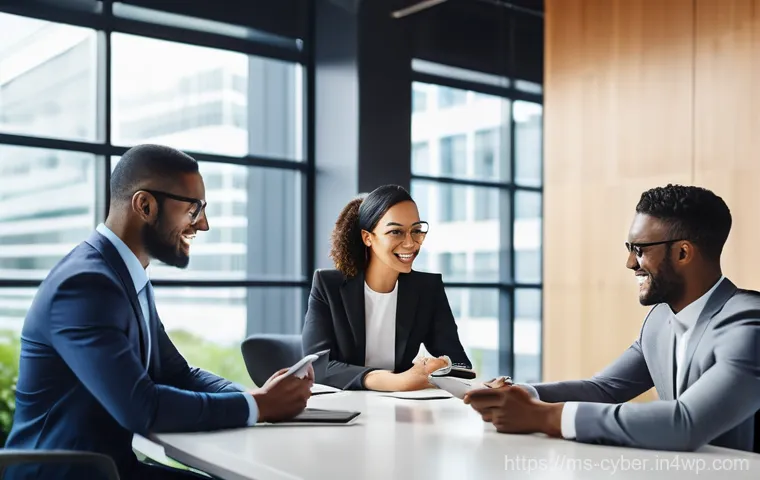 사이버 보안 규정 준수 통합 솔루션의 장점 - **Prompt:** A diverse group of business professionals (male and female, representing various ethnici...