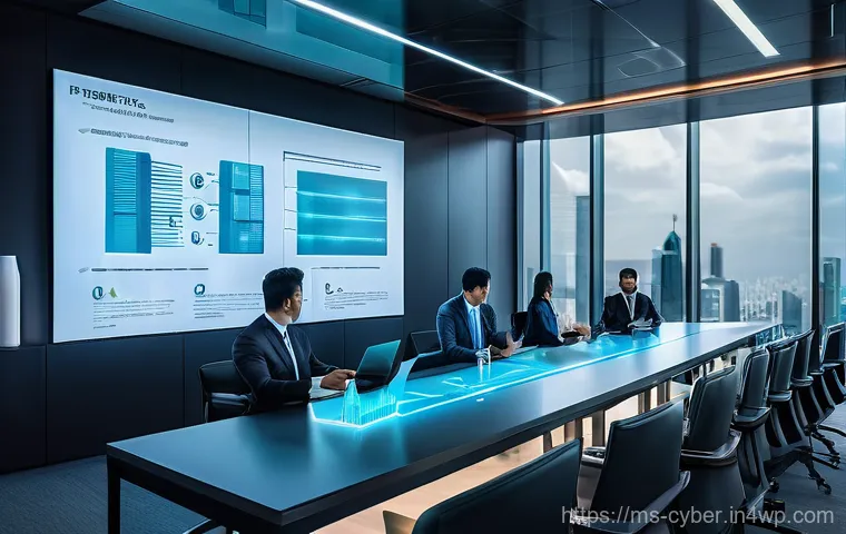 사이버 보안 규정 준수와 기업의 책임 - **Prompt:** "A diverse group of Malaysian office professionals, including men and women in modern bu...