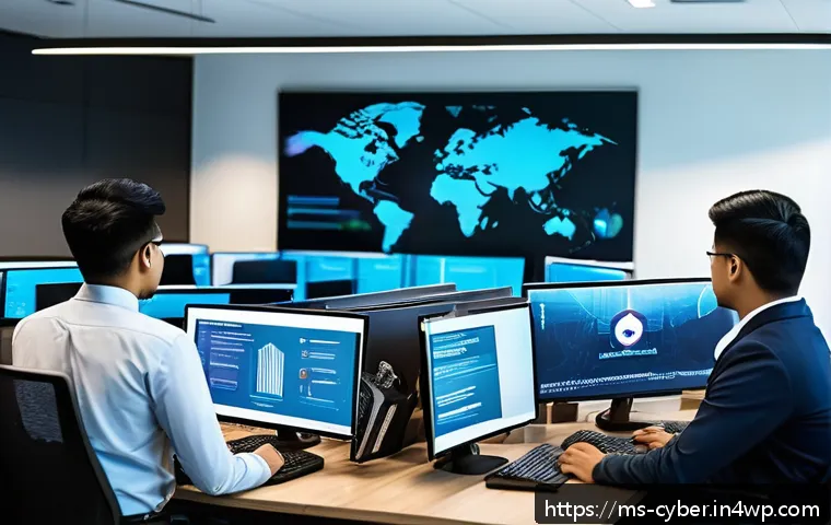 사이버 보안 규정 준수의 국제적 기준 - A modern Malaysian office environment with diverse employees engaged in cybersecurity training; a la...
