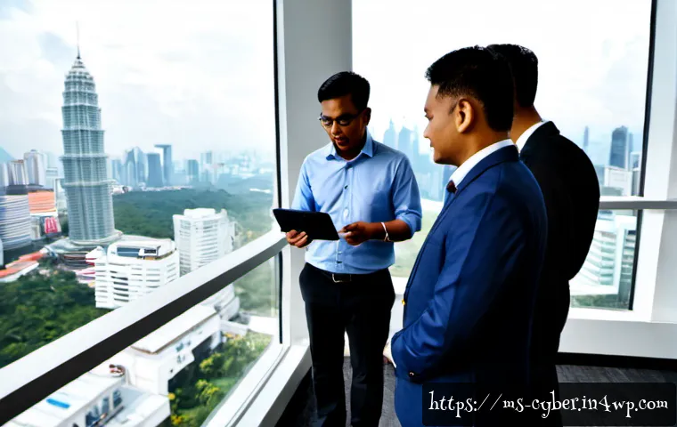 Home 17 사이버 보안 규정 준수 개선을 위한 피드백 시스템 - Photorealistic cybersecurity compliance feedback meeting in a modern Kuala Lumpur office, diverse Ma...