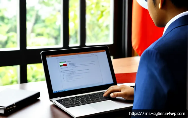 사이버 보안 규정 준수 체크리스트 만들기 - Photorealistic cybersecurity compliance checklist concept, Malaysian office professional in modest b...